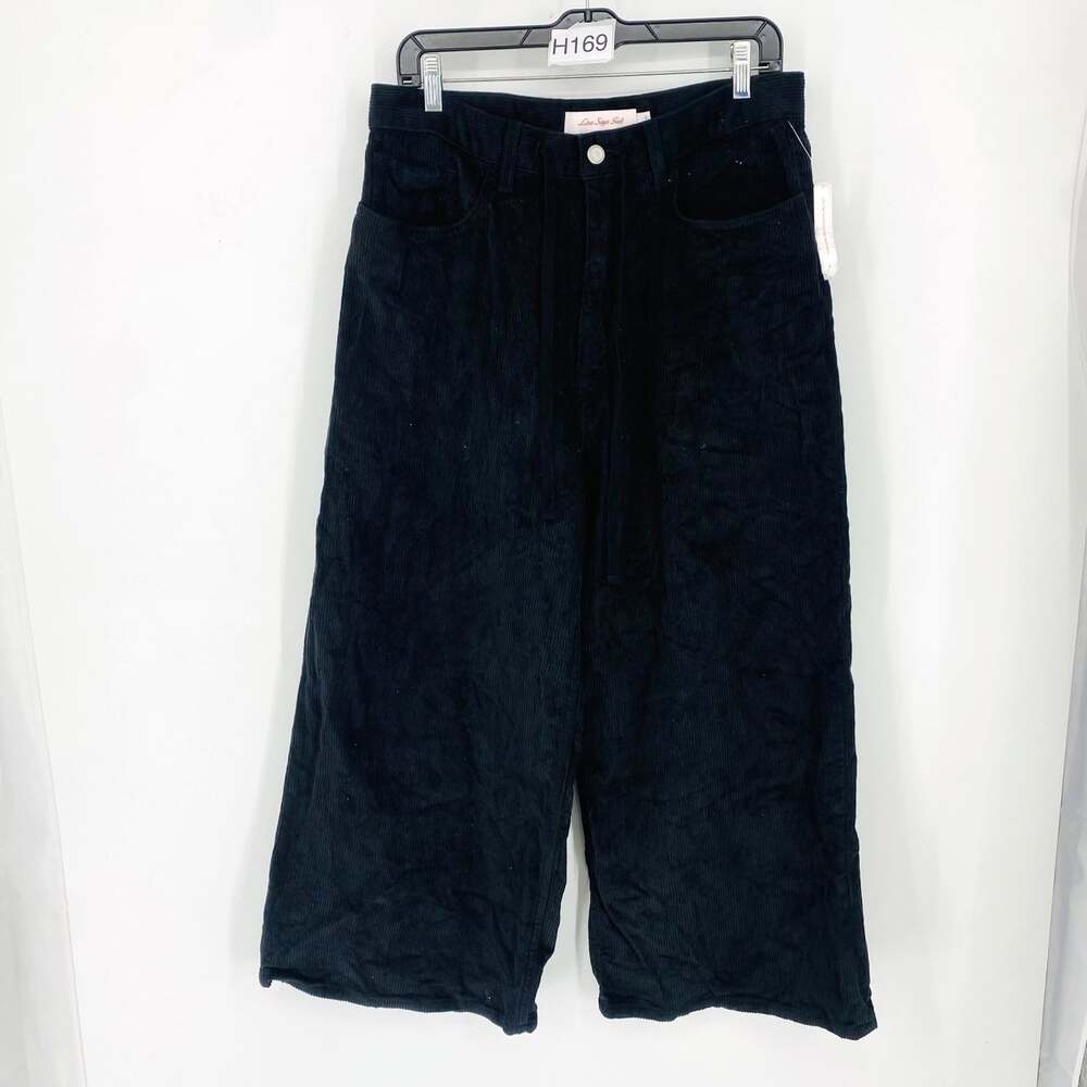 Lisa Says Gah Black Corduroy Wide Leg Pants Women's Large L High Rise NWOT Lisa